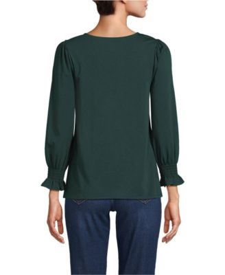 Women's 3/4 Sleeve Lightweight Jersey Button Front Top