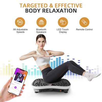 Vibration Plate Exercise Machine with 99 Speed Levels, Bluetooth Music, Remote Control & Resistance Bands