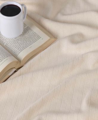 Milan Cotton Jacquard Dobby Weave Textured Striped Lightweight Woven Throw, 50" x 60"