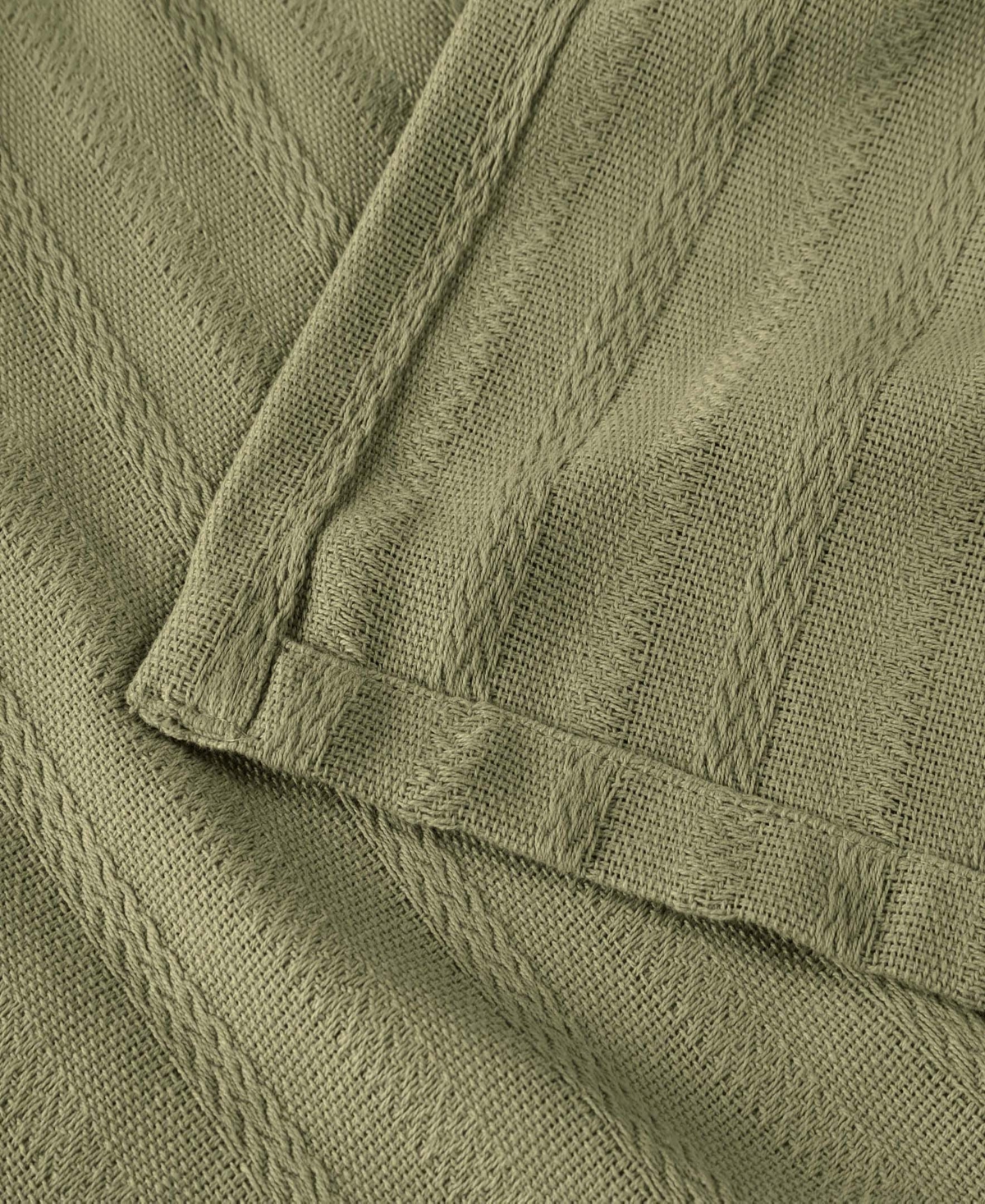 Shop Superior Clara Cotton Textured Striped Lightweight Woven Blanket, California King In Sage