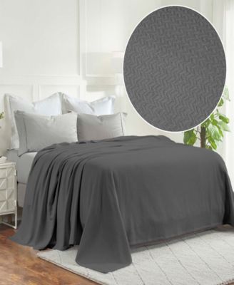 Nobel Cotton Jacquard Dobby Weave Textured Chevron Lightweight Woven Blanket, King