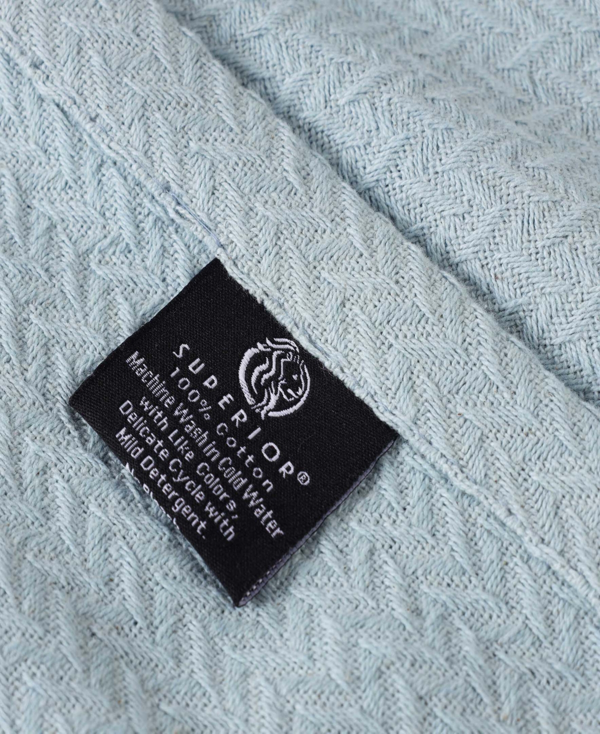 Superior Nobel Cotton Jacquard Dobby Weave Textured Chevron Lightweight Woven Throw, 50" X 60" In Light Blue