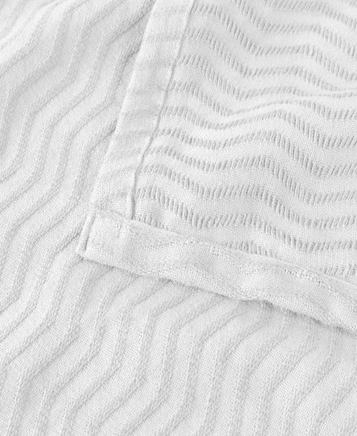 Superior Jena Cotton Textured Chevron Lightweight Woven Blanket, Twin In White