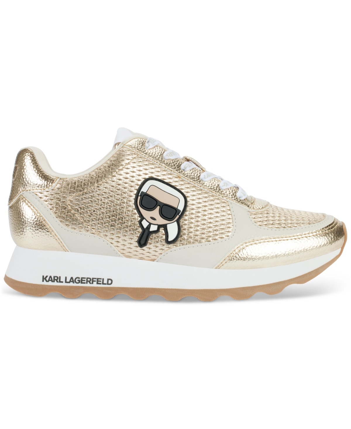 Karl Lagerfeld Paris Meade Metallic Sneaker In White Gold