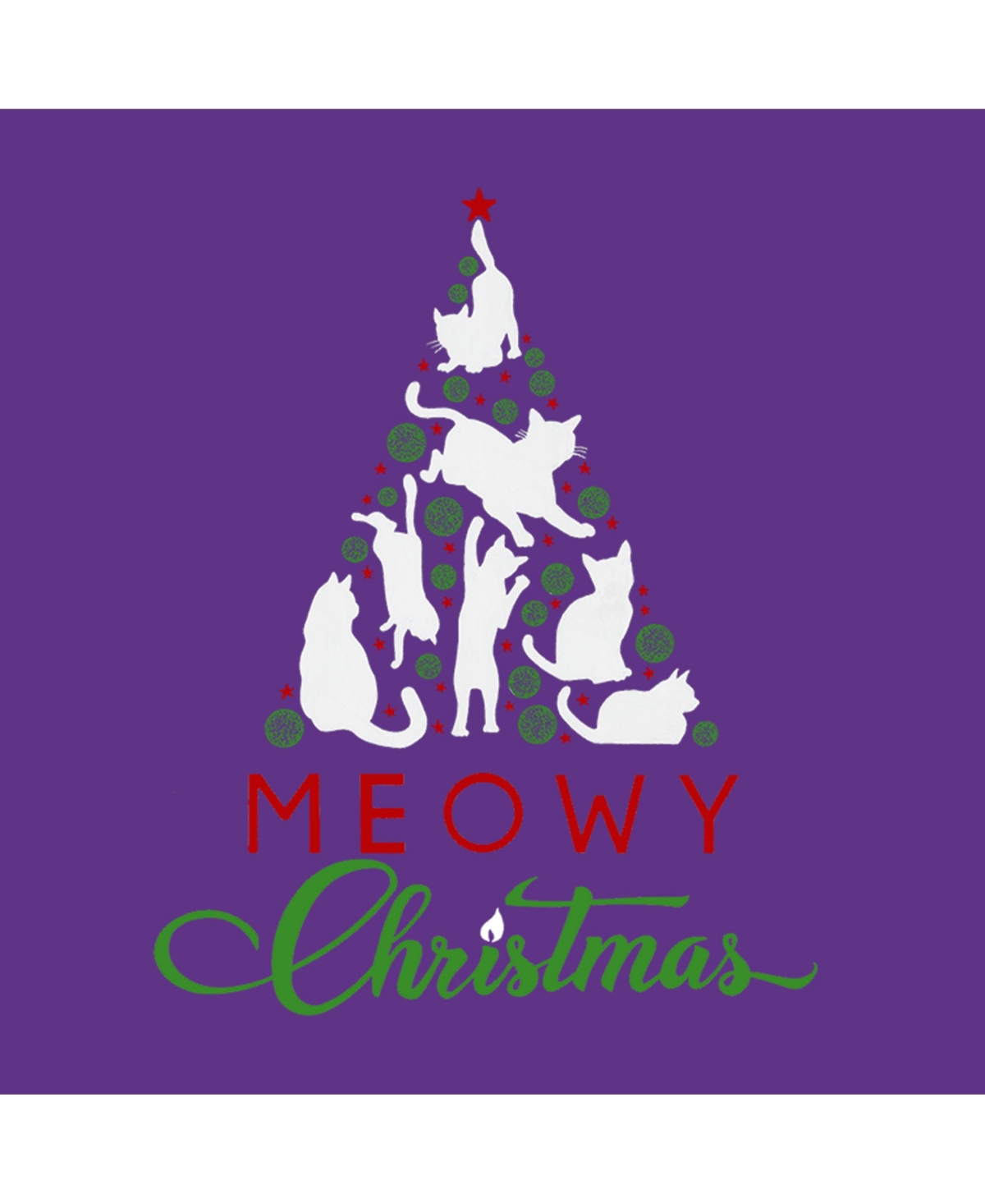 La Pop Art Girls Meowy Christmas Tree Word Art Long Sleeve T-Shirt