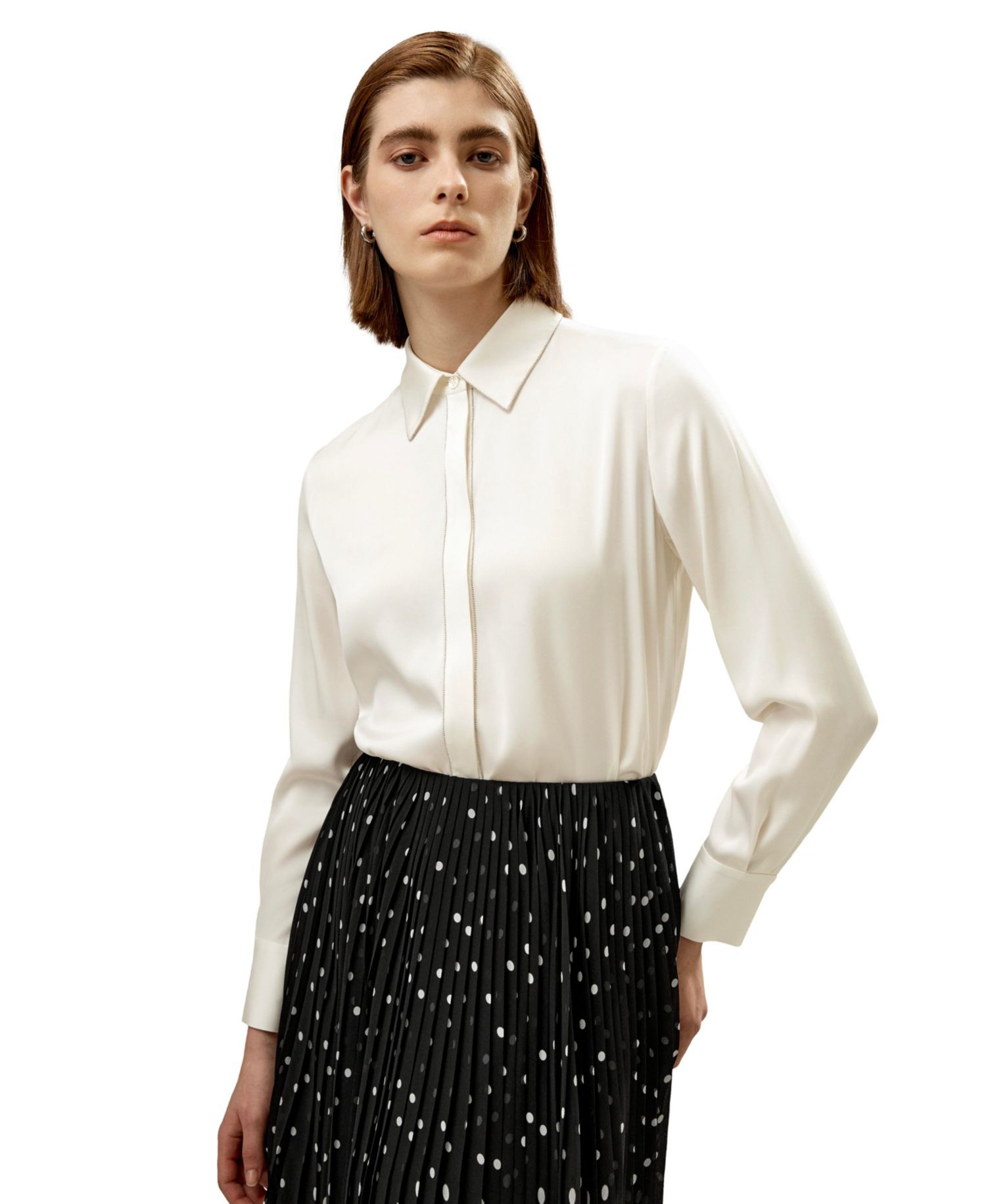 Women's Beaded Chain Silk Shirt