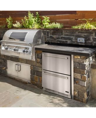 24 inch Refrigerator and Outdoor Freezer, Undercounter Refrigerator Freezer Convertible, Dual Zone Cooler with Drawer and External Controls, Soft Close Stainless Steel Fridge Drawers