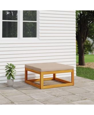Patio Footrest with Taupe Cushion Solid Wood Acacia