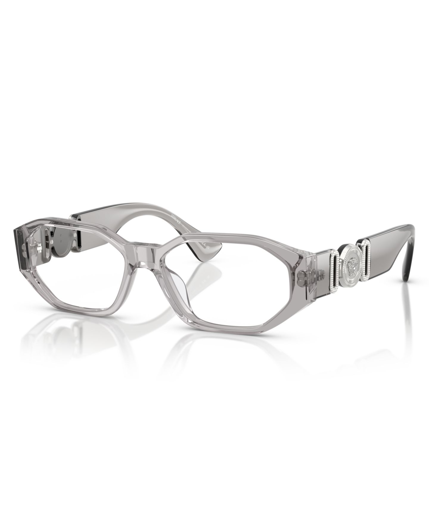 Мужские очки Versace Man Irregular Plastic VE3320U Biggie Eyeglasses, цвет: Серый прозрачный — фото 1