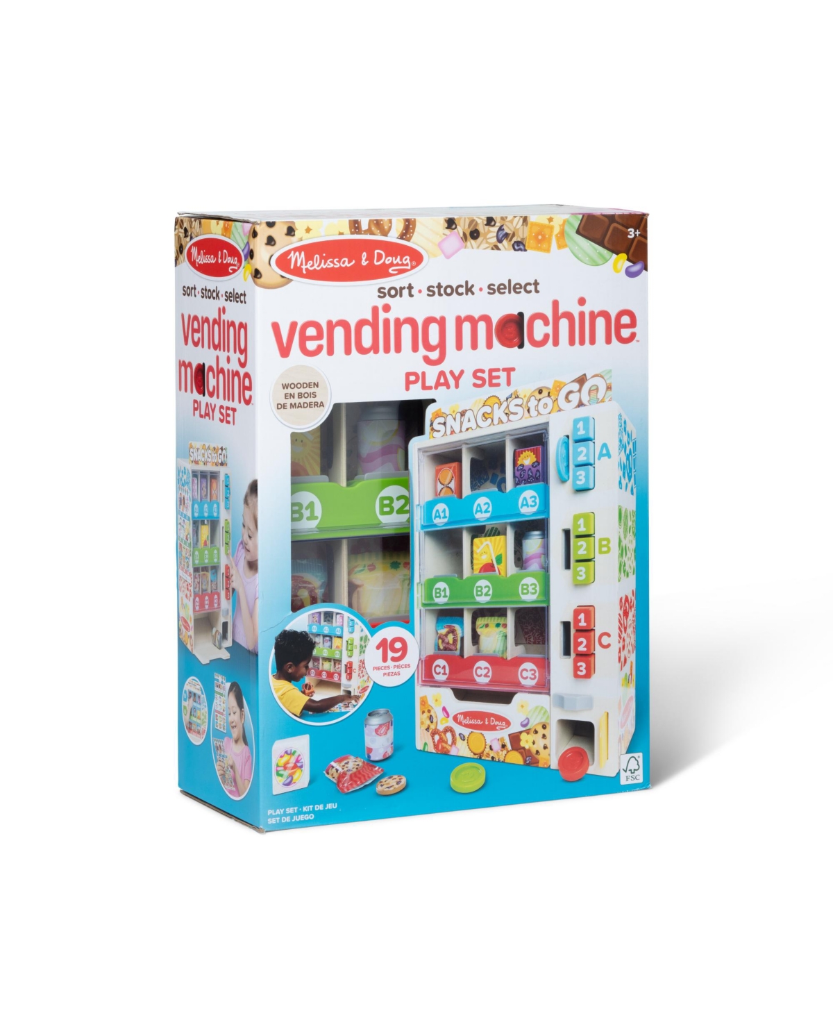 MELISSA & DOUG SORT, STOCK & SELECT WOODEN VENDING MACHINE PLAYSET 