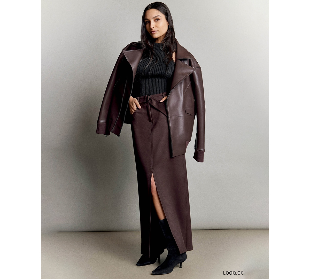 Kenneth Cole Oversize Faux Leather Jacket In Medium Bark