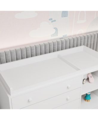 5-Drawers White Wood Kids Changing Table Dresser Chest of Drawers