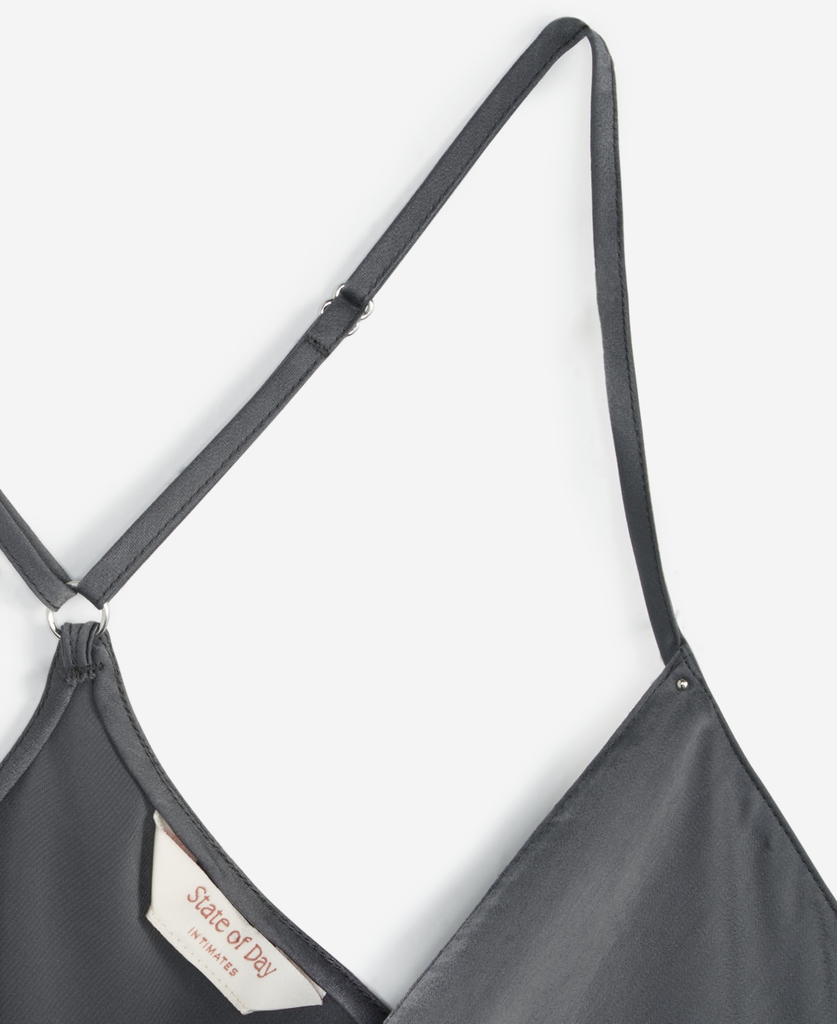 State Of Day Women's Sleeveless Crepe De Chine Nightgown, Created For Macy's In Ebony Grey