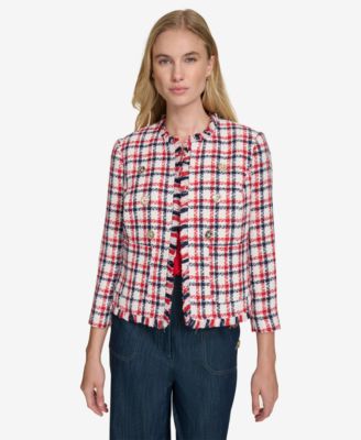 Tommy Hilfiger - Women's Open-Front Fringe-Trim Jacket