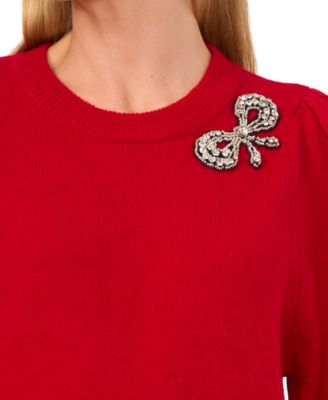 Women's Rhinestone Bow Crew Neck Sweater