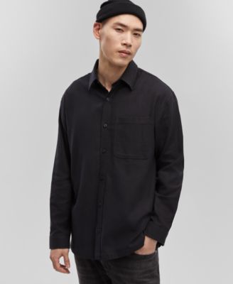 Mode of One - Men's Relaxed Long-Sleeve Cotton Button-Up Shirt