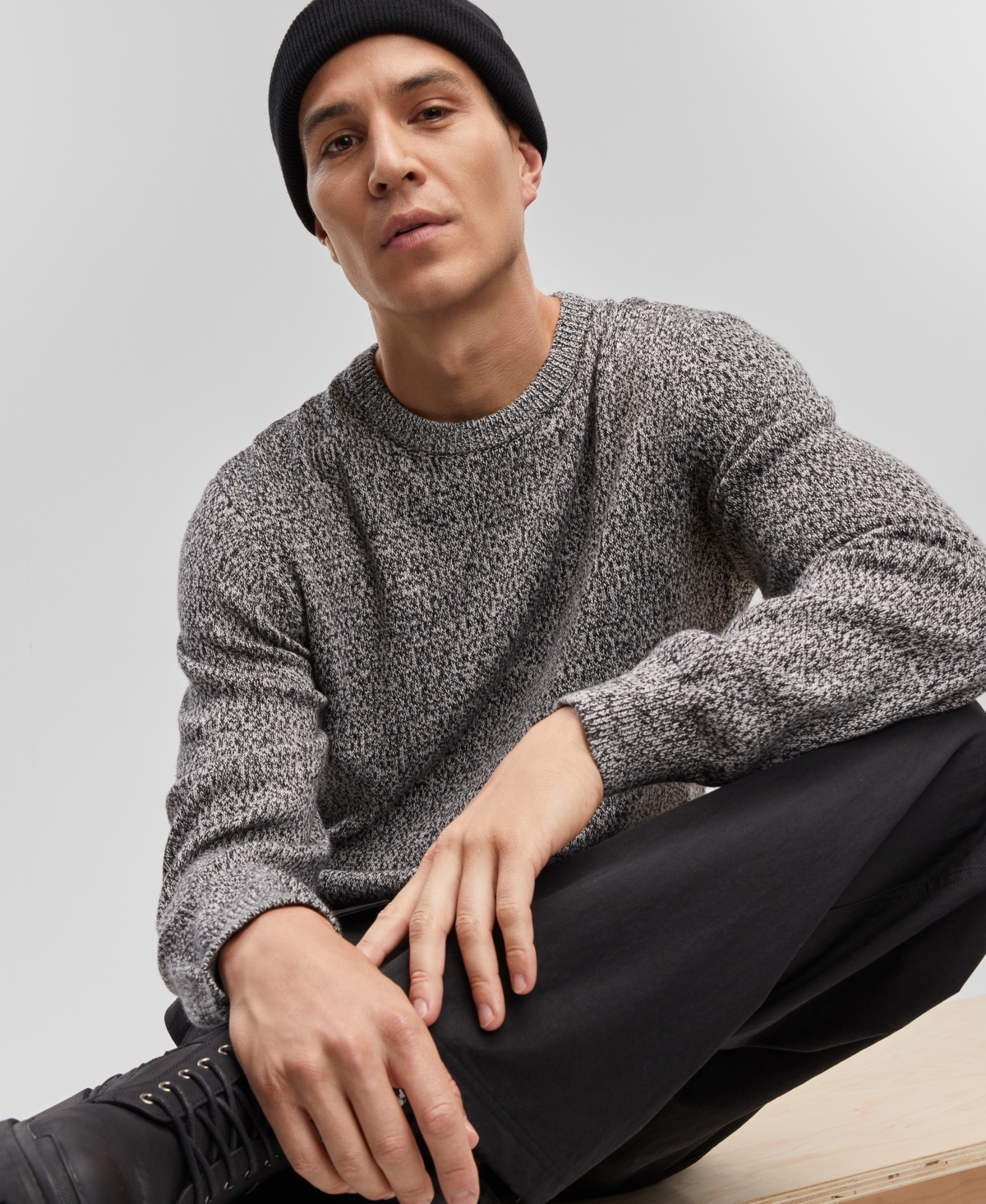 MODE OF ONE MEN'S REGULAR-FIT MARLED-KNIT SWEATER, CREATED FOR MACY'S 
