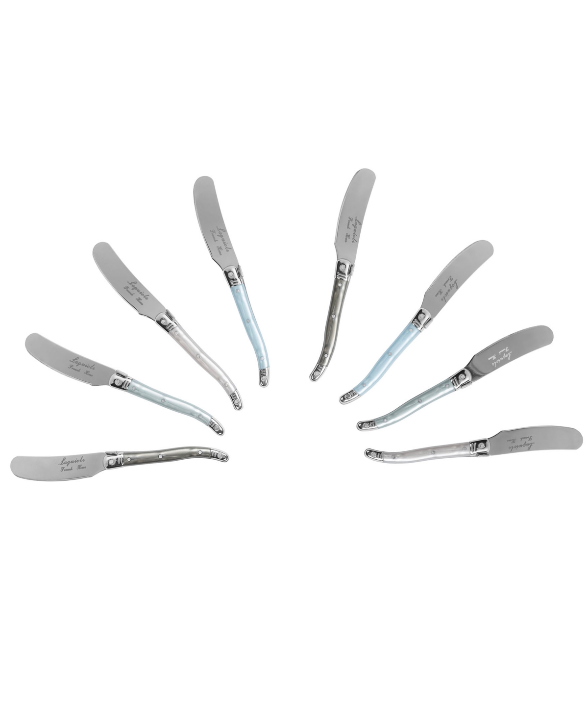 French Home Laguiole 8-piece Cheese Flatware Set In Tan,blue,white