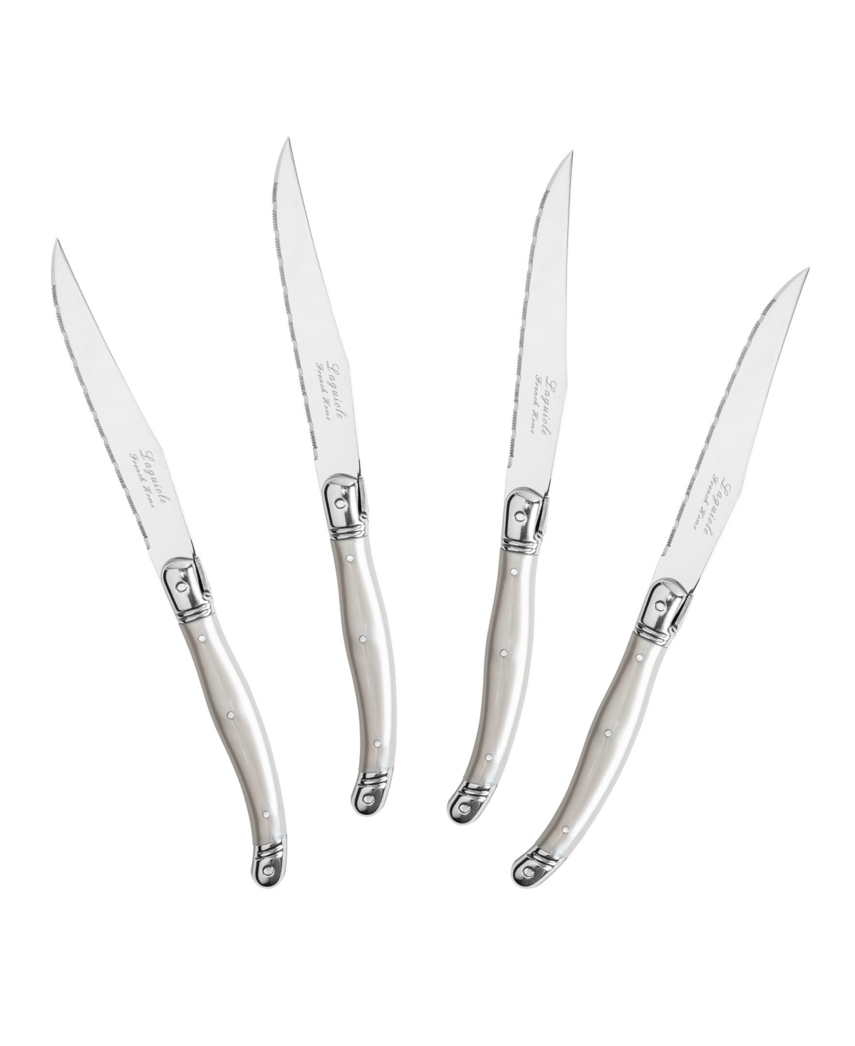 French Home Set Of 4 Laguiole Steak Knives In Pewter