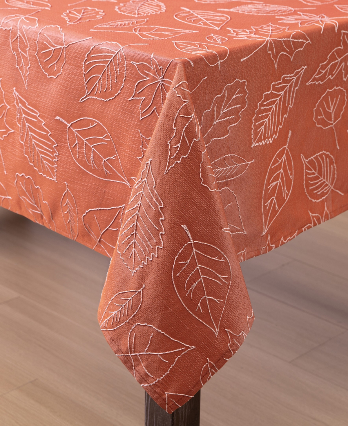 Laura Ashley Harvest Raised Woven Tablecloth, 60" X 120" In Maple Taupe