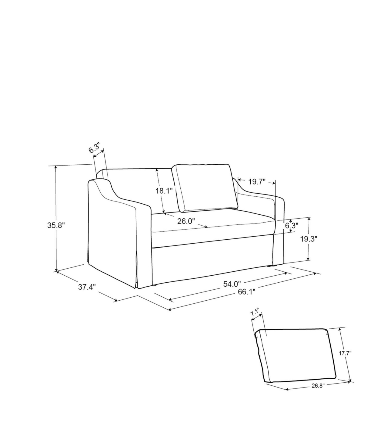 Serta 66.1"w Polyester Harley Convertible Loveseat In Flax