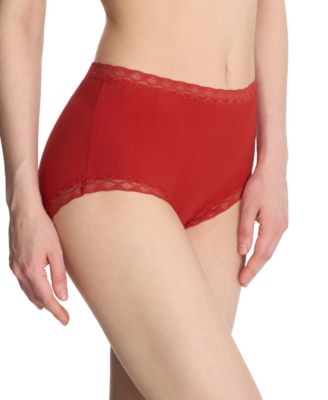 Короткое хлопковое нижнее белье Natori Bliss с кружевной отделкой на высокой посадке 755058