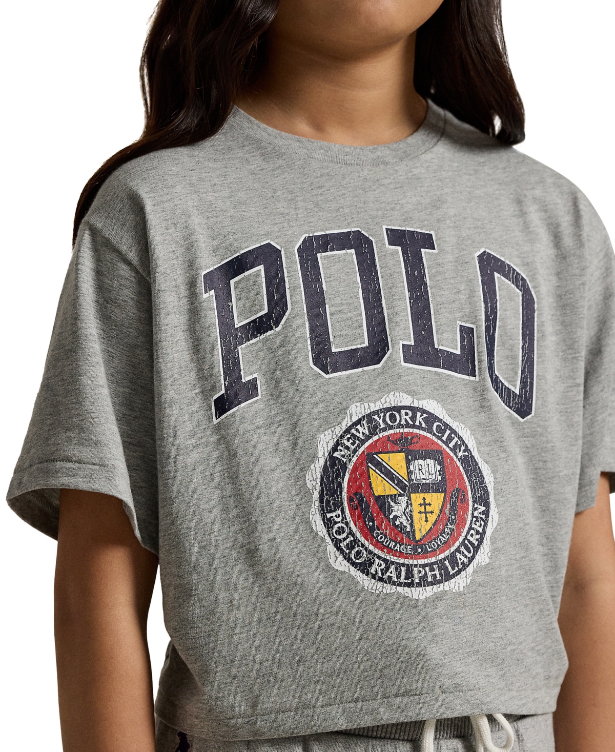 Polo Ralph Lauren Big Girls Logo Crest Cotton Jersey Boxy Tee