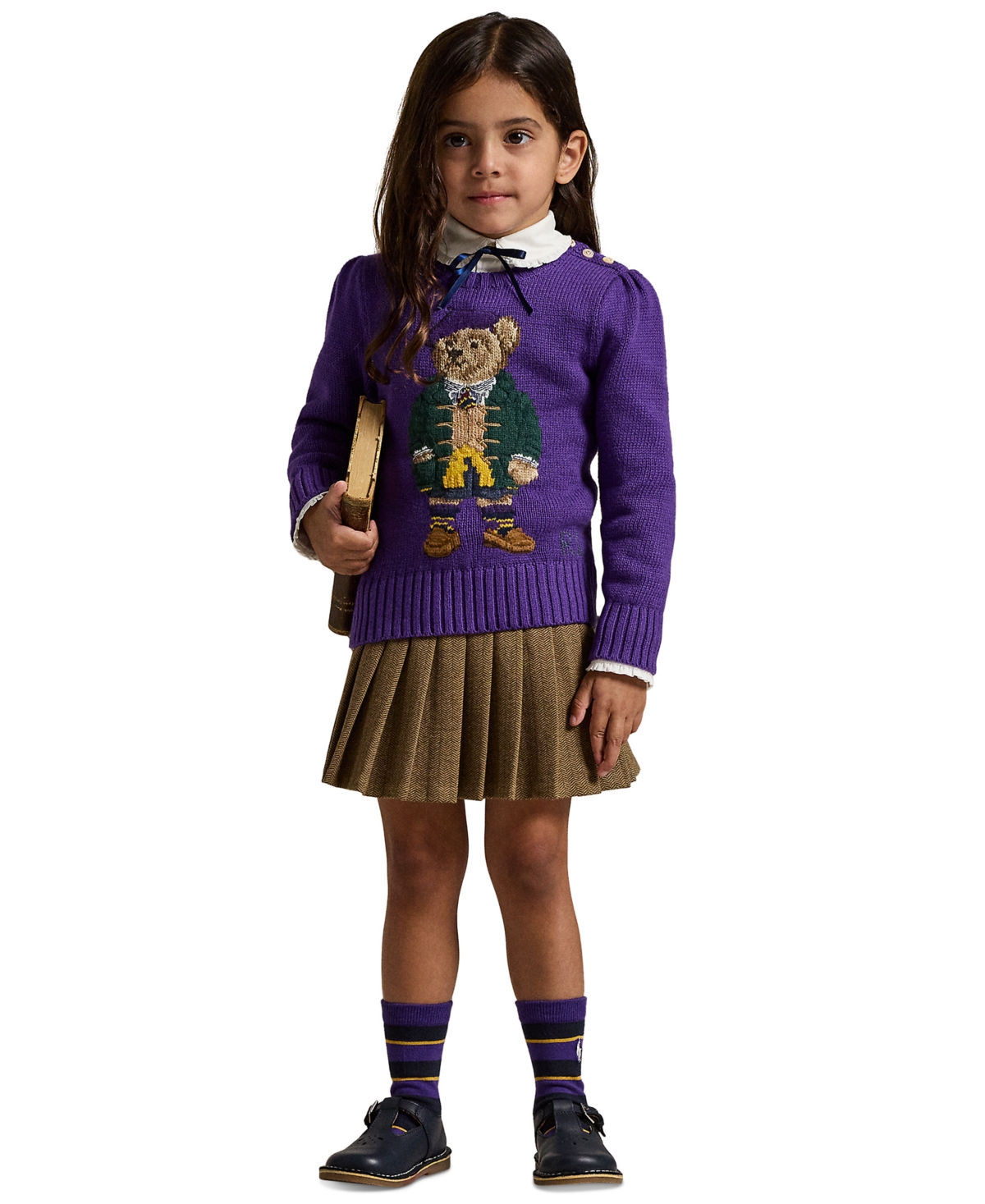 Polo Ralph Lauren Toddler And Little Girls Polo Bear Crewneck Sweater