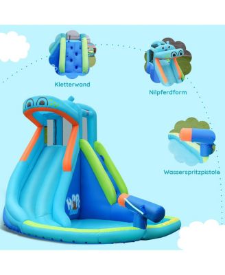 Inflatable Water Pool with Splash and Slide Without Blower