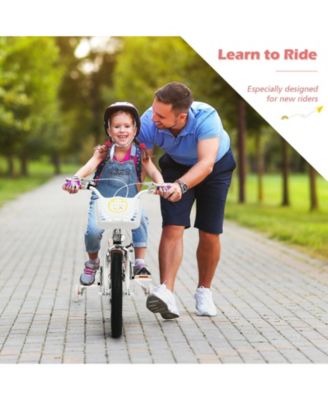 18 Inch Kids Adjustable Bike with Training Wheels - Pink