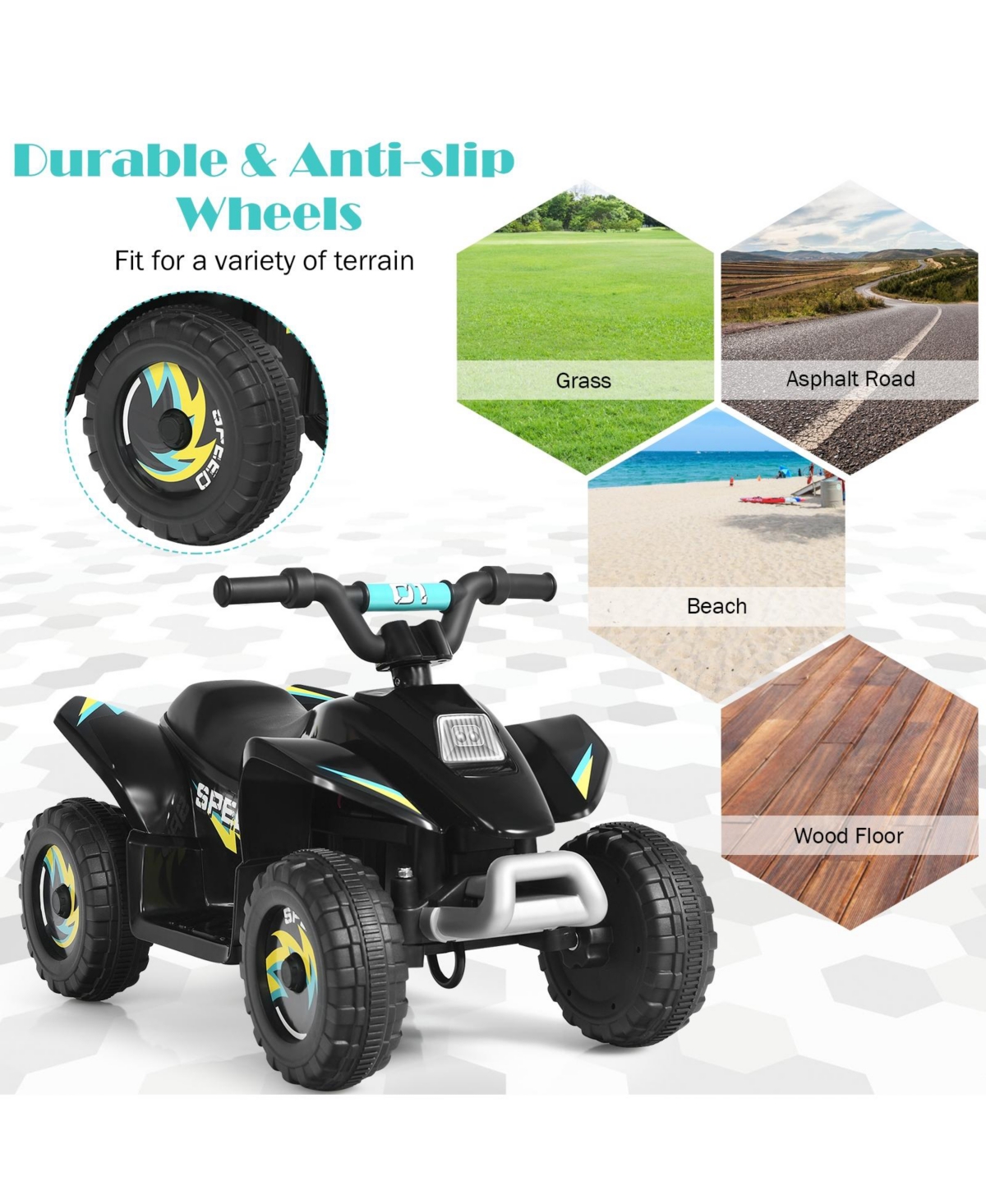 Sugift 6V Kids Electric Atv 4 Wheels Ride-On Toy