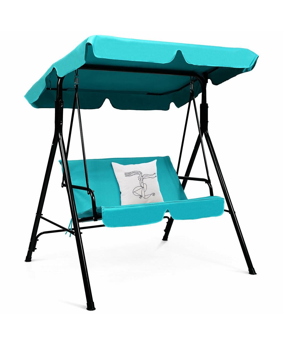 Sugift 2 Person Weather Resistant Canopy Swing for Porch Garden Backyard Lawn
