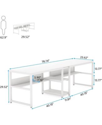  78.7" 2-Person MDF Bookshelf & Storage Shelves Rustic Desk
