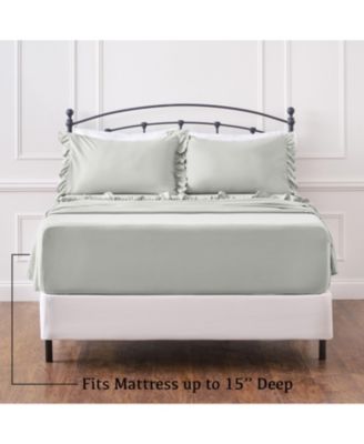 Premium Ruffle Sheet Set Soft Double-Brushed Microfiber with Chic Ruffled Hem. Includes Fitted, Flat & Pillow Cover Twin