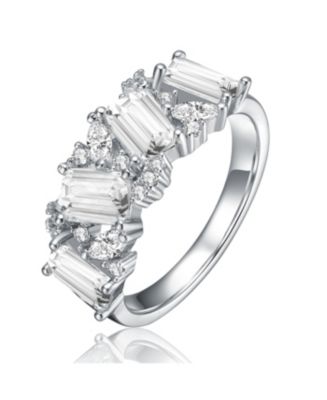 Genevive Sterling Silver Cubic Zirconia Radiant Cluster Ring - Macy's