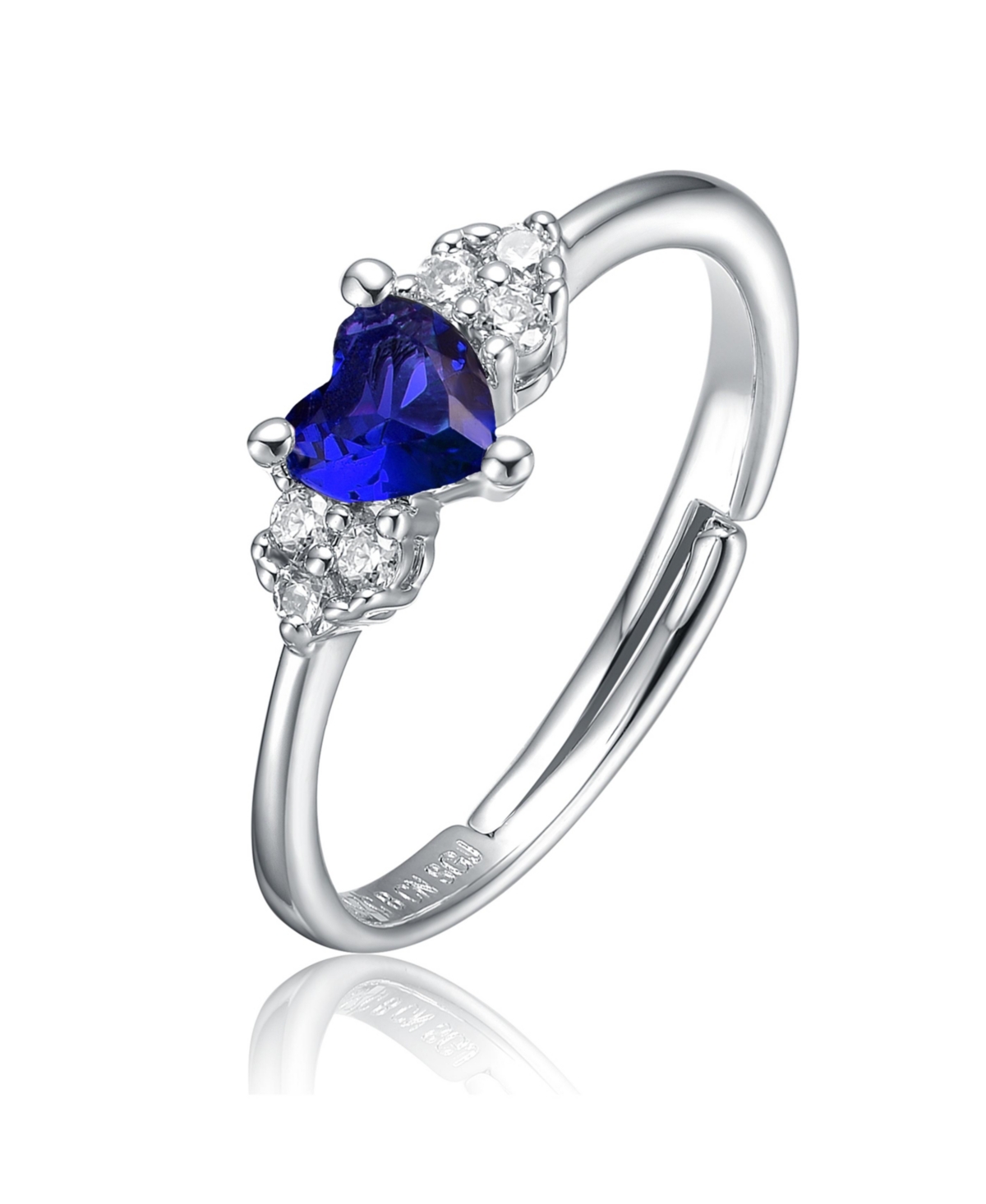 Sterling Silver Heart Cubic Zirconia Cluster Promise Ring - Blue