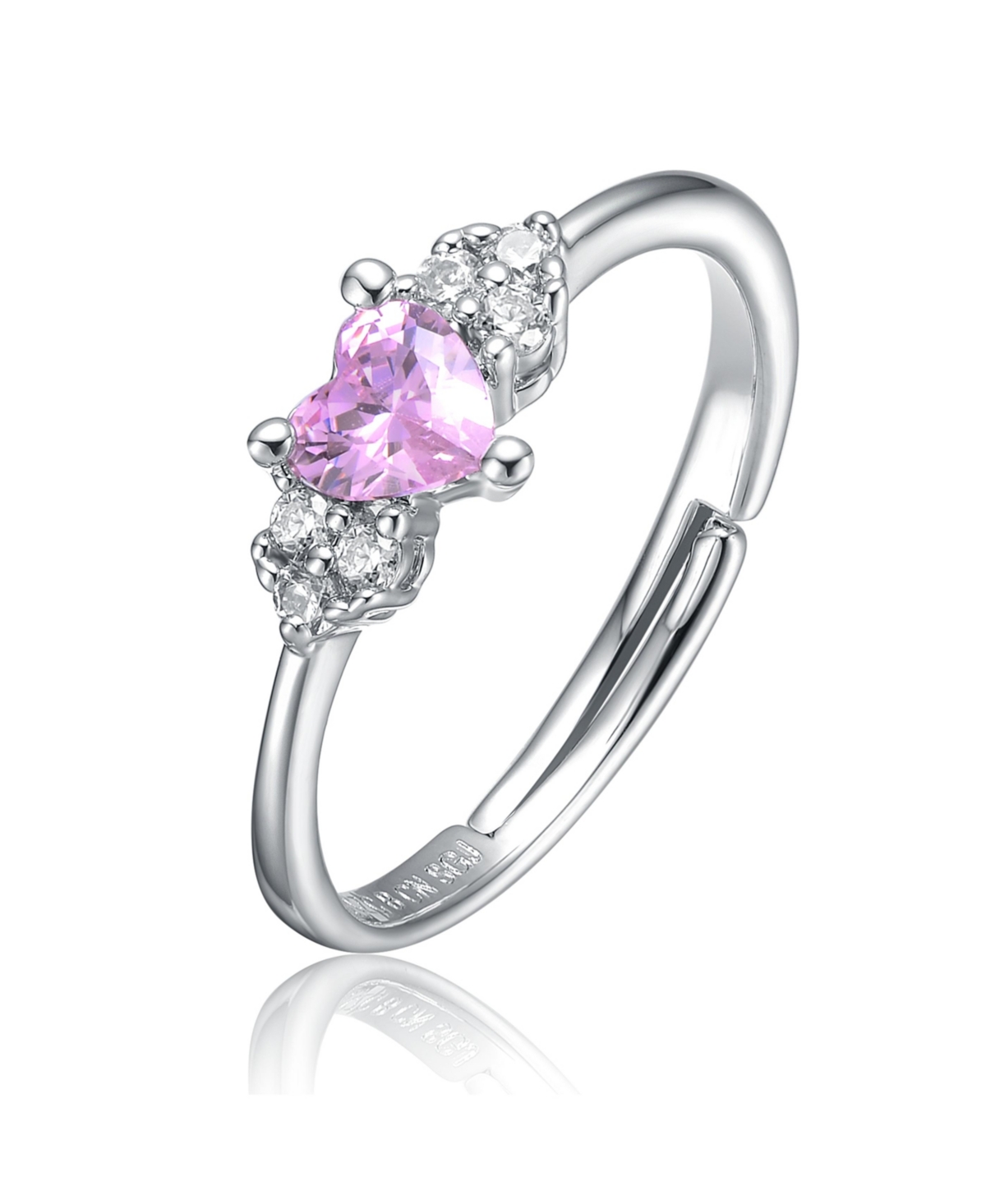 Sterling Silver Heart Cubic Zirconia Cluster Promise Ring - Blue