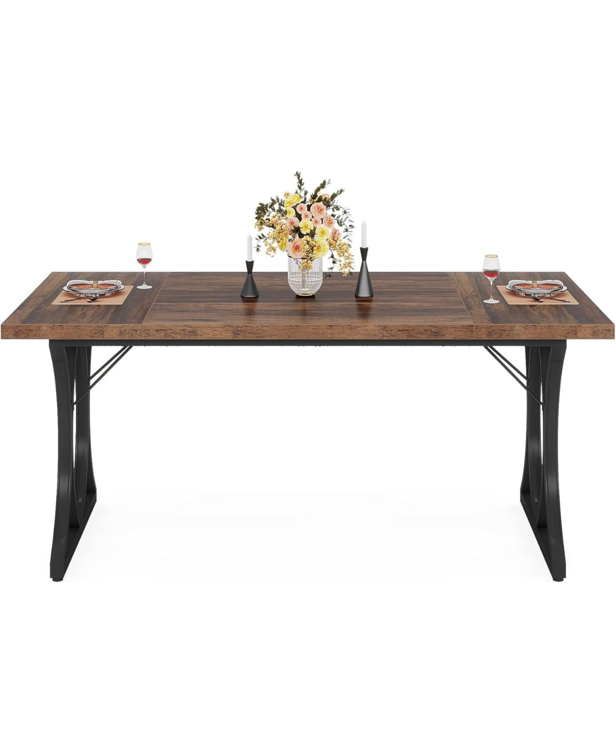 Tribesigns Modern Dining Table for 6 People, 63 x31W x 30 H Inches Rectangle Kitchen Table Dinner Table for Dinning Room&Kitchen, Living Room - Brow