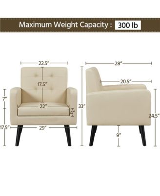 Modern Faux Leather Arm Chair Tufted Accent Chair
