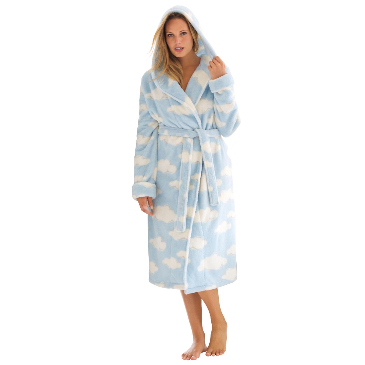 Dreams & Co. Women's Dreams & Co Plush Hooded Wrap Robe