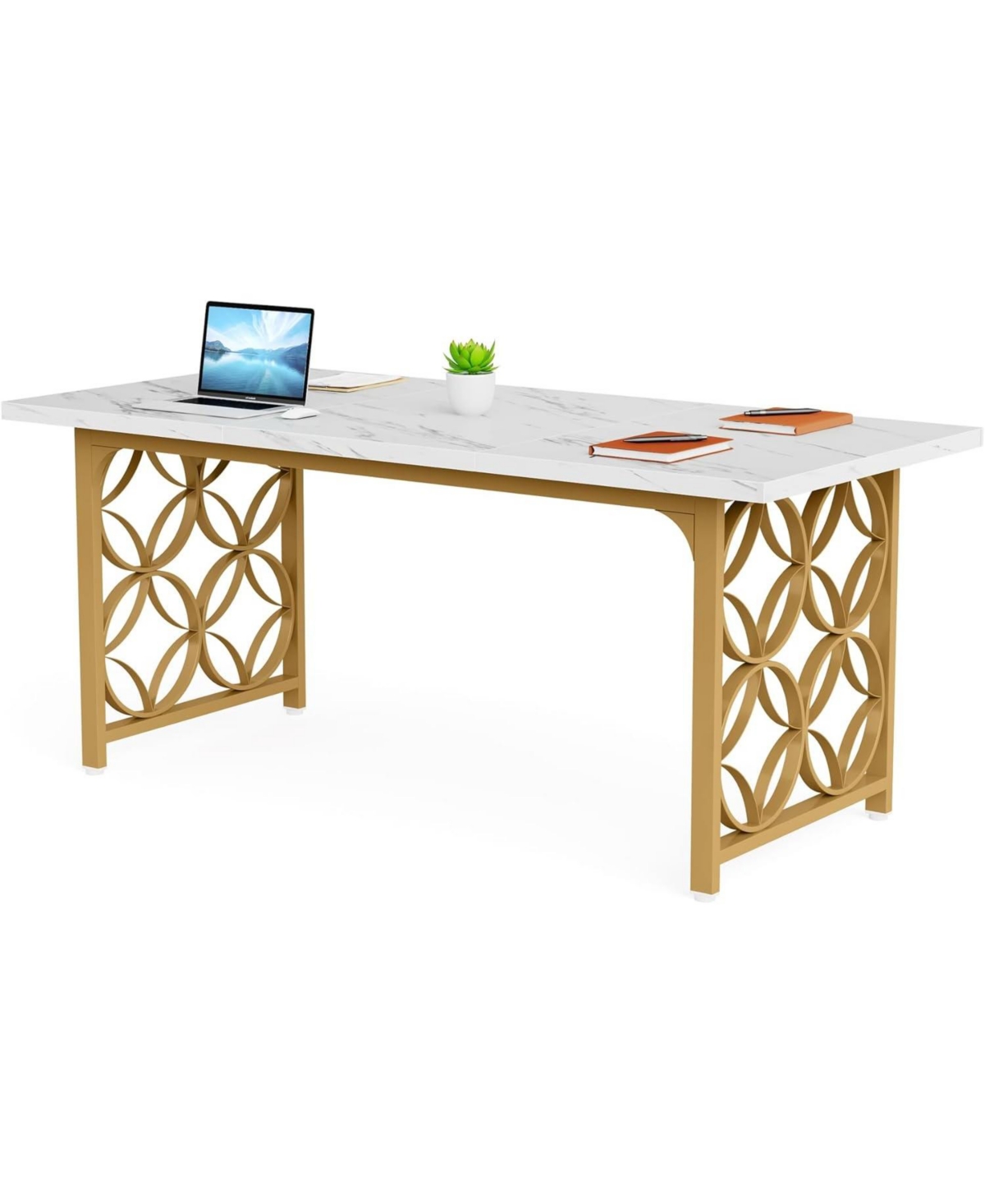 Tribesigns Conference Table for 4-6 People, L x W Rectangular Meeting Room Table, Seminar Table Boardroom Desk with Sturdy Metal Frame f