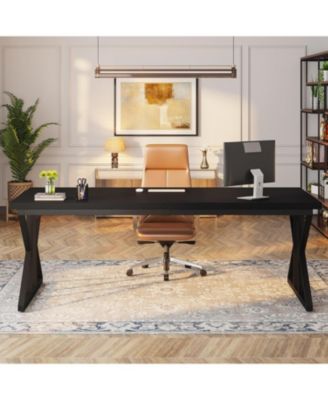 78.7-Inch Executive Desk, Large Computer Office Desk Workstation, Modern Study Writing Table Business Furniture for Home Office