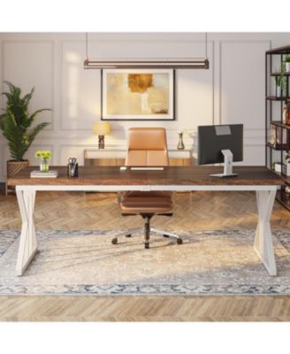 78.7-Inch Executive Desk, Large Computer Office Desk Workstation, Modern Study Writing Table Business Furniture for Home Office