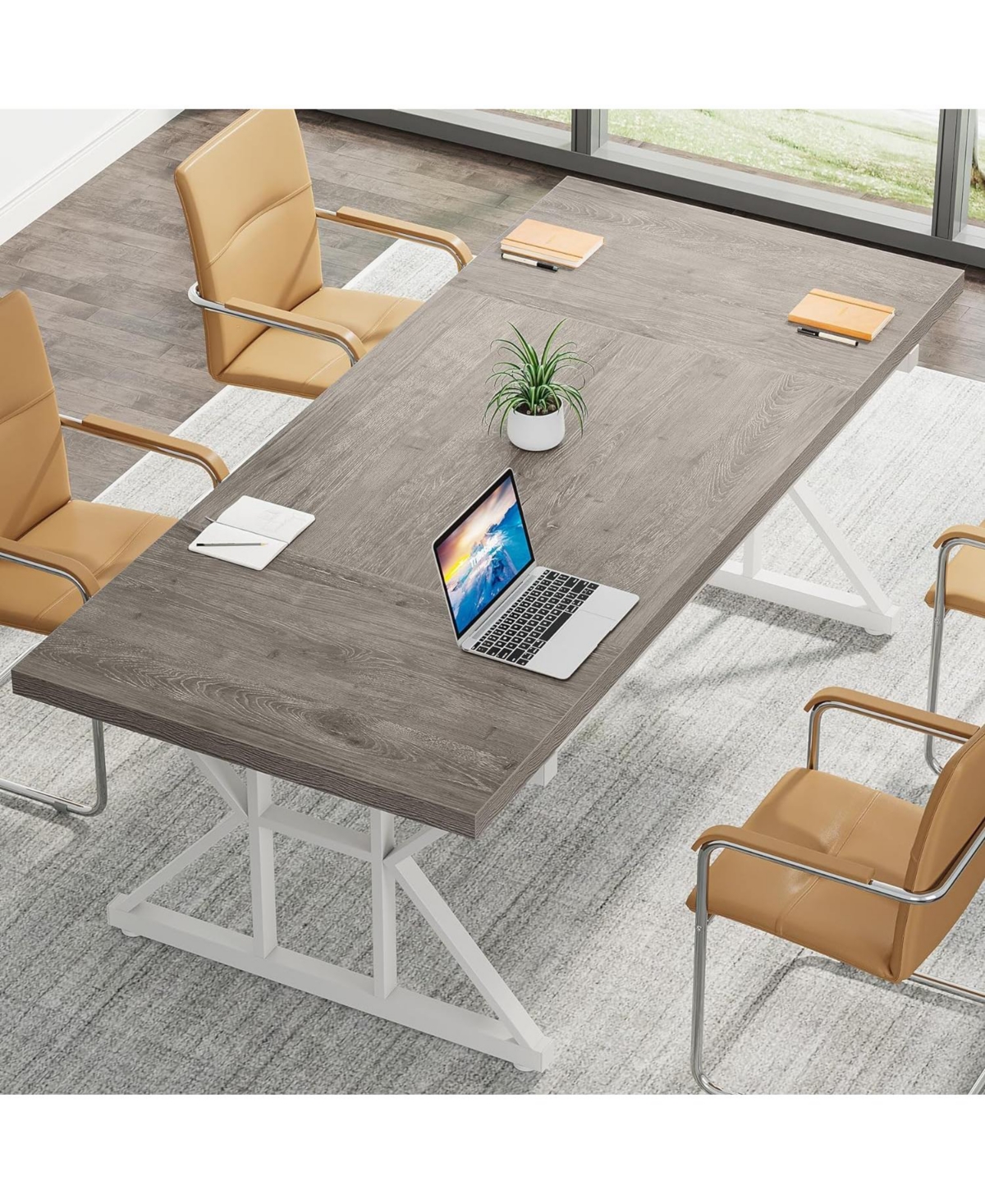 Tribesigns 6FT Conference Table, 70.86 x 31.49 W x 29.52 H Inches Rectangle Meeting Room Table, Rustic Wood Seminar Table Executive Desk for Office