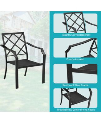 4 Pieces Outdoor Dining Set with Removable Cushions and Rustproof Steel Frame