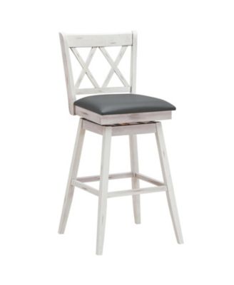 2 Pieces 29 Inch Swivel Counter Height Barstool Set with Rubber Wood Legs