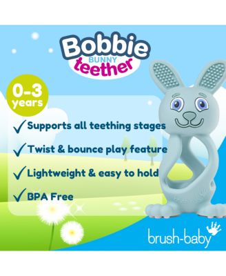 Bobbie Bunny Baby Teether Toy Eucalyptus Green | Twist & Bounce Teething Toy