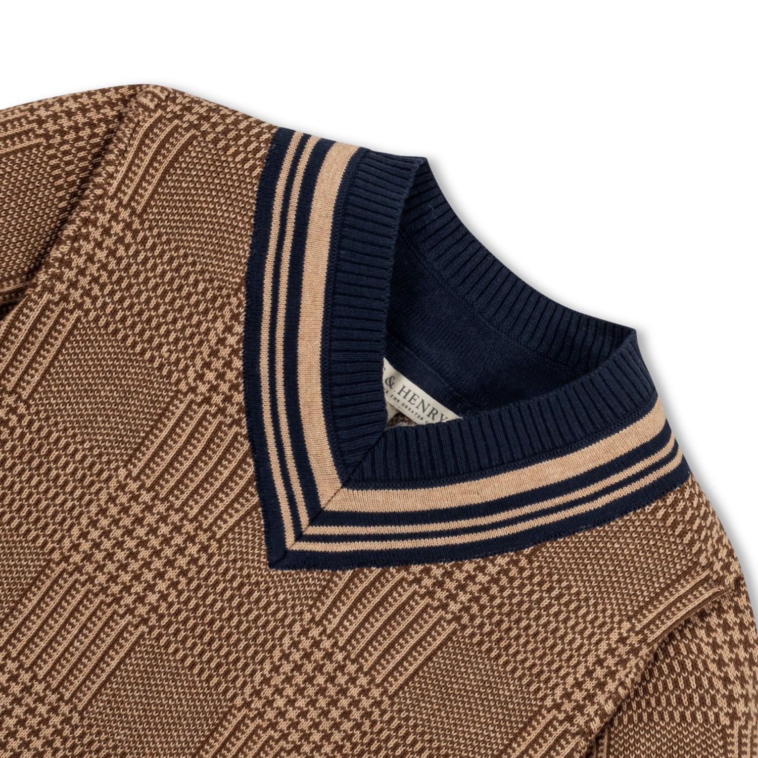 Baby Boys Hope and Henry Long Sleeve V-Neck Intarsia Cricket Sweater