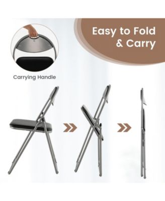 2 Pieces Portable Folding Dining Chairs Set with Carrying Handles