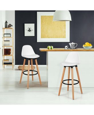 2 Pieces Mid-Century Barstool 28.5 Inch Dining Pub Chairs